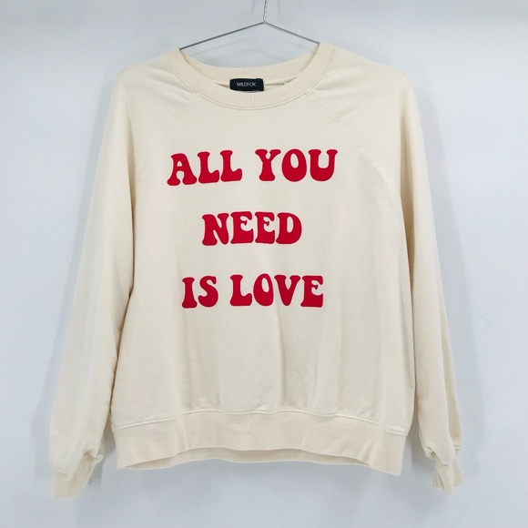 Wildfox Tops - Wlidfox All You Need Is Love Crew Neck Sweater Size Small